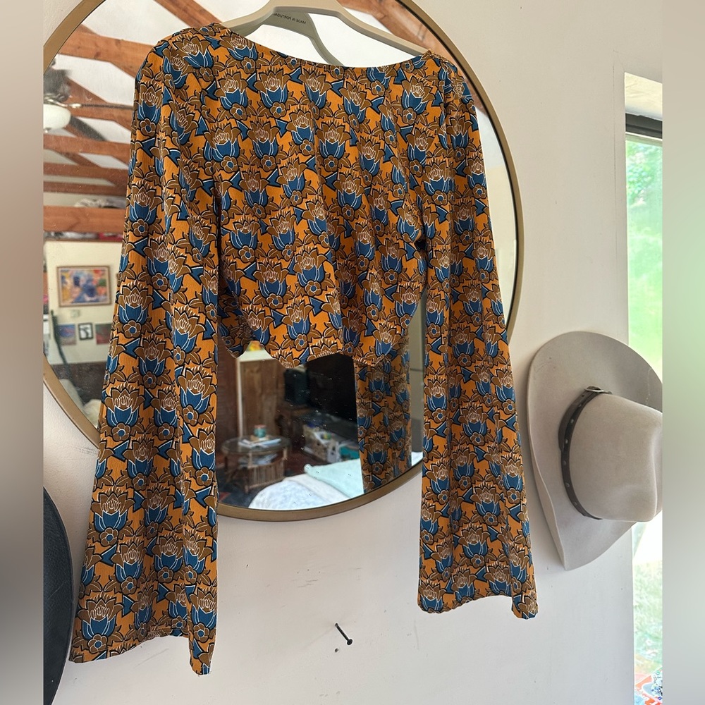 ASOS cropped tie back blouse